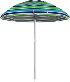 Outsunny Parasol Plażowy Ø178 cm UV40+ Wiatroodporny Stabilny Regulowany z Nachyleniem Wentylacją Torbą Wielokolorowy | Aosom PL