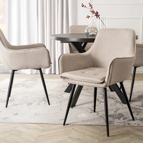 Krzesło Tapicerowane do Jadalni EDRICK Kremowe Nowoczesne Loft