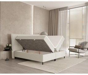Kremowe łóżko boxspring ze schowkiem 160x200 cm Sinai – Maison de Rêve