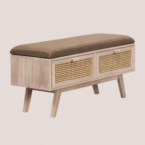 Ławka 100 Cm Z Drewna Z 2 Szufladami Ralik Design Naturalna - Sklum