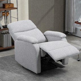 HOMCOM Fotel Relax z Regulowanym Oparciem i Podnóżkiem, Tapicerowany Fotel do Salonu, Szary