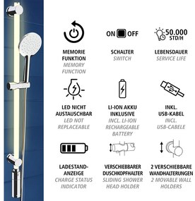 Uchwyt prysznicowy LED ze słuchawką prysznicową, 12 kolorów, zestaw, WENKO