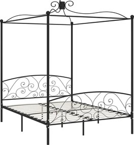 Czarne metalowe łóżko z baldachimem 120x200 cm B0-B23