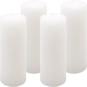 Zestaw świec rustykalnych, 20 cm, Ø 7,5 cm, biały, 4 szt.