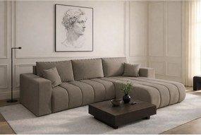 Narożnik z funkcją spania i pojemnikiem MILO PREMIUM, tkanina Wind, Stalowy, Prawy