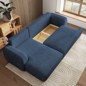 Masseno Narożnik MODENZA z funkcją spania i pojemnikiem na pościel Narozniki L, Rozkładana sofa - Niebieski, POSO 05