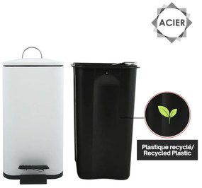 Stalowy kosz na śmieci z pedałem w matowym białym kolorze 5 l Erik – Spirella