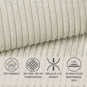 Kremowy sztruksowy rozkładany/ze schowkiem narożnik (prawostronny/w kształcie litery L) Tonga – Maison de Rêve