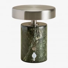 Bezprzewodowa Lampa Stołowa Led Do Użytku Zewnętrznego Z Żelaza I Naturalnego Kamienia Isasia Zielony Marmur Forest - Sklum