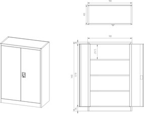 Metalowa szafa aktowa Kevin 90x40x140 cm, antracyt