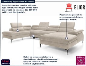 Kremowa kanapa narożna w kształcie litery u C6-S18