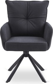 Krzesło Tapicerowane Obrotowe do Salonu CITY Czarne Sztruksowe Nowoczesne