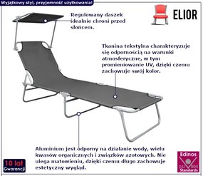 Składany leżak ogrodowy szary - Nuvira