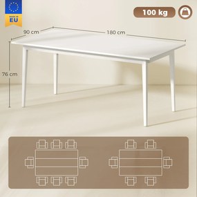 HOMCOM Stół jadalniany dla 8 osób, nowoczesny stół kuchenny z masywnymi nogami, 180 cm, kremowy | Aosom PL