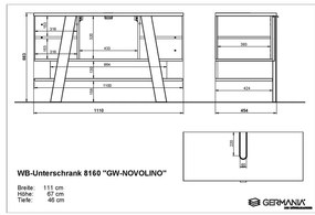 Biała szafka pod umywalkę w dekorze dębu 111x67 cm Novolino – Germania