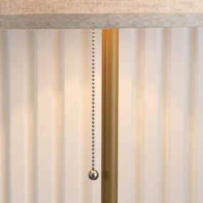 HOMCOM Lampa Stojąca, Elegancka Lampa Podłogowa ze Stali z Abażurem z Tkaniny, Lampa do Salonu, Przełącznik na Łańcuszku, Złoto+Biały