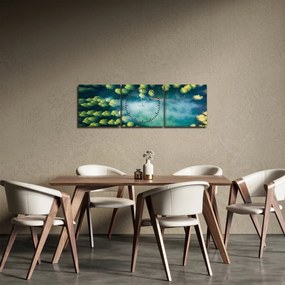 Obraz - Las spowity mgłą (z zegarem) (90x30 cm)