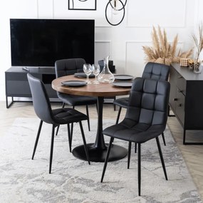 Stół Okrągły LINO 100 cm Dąb Rustykalny/Czarny Nowoczesny Loft