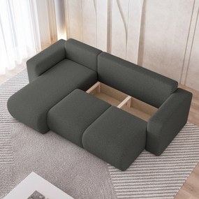 Masseno Narożnik RINOVA z funkcją spania i pojemnikiem na pościel Narozniki L, Rozkładana sofa - Szary, QUELLE 92