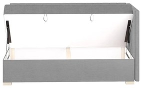 Szare narożne łóżko dziecięce ze schowkiem i materacem 90x200 cm Snugi – Ghado
