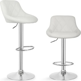 MIADOMODO Stołek barowy 2 szt, bez podłokietnika, biały