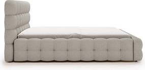 Emporius Parlas Bis łóżko 180x200 z pojemnikiem, łóżko tapicerowane do sypialni - gruba pianka, stelaż, tkanina boucle, jasny szary (Anthology 15)