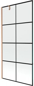 Mexen Next parawan nawannowy 1-skrzydłowy 90 x 150 cm, czarny wzór, miedź szczotkowana - 895-090-000-00-77-65