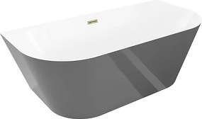 Mexen Oval Slim wanna wolnostojąca przyścienna 170 x 80 cm, biała/szara, przelew złoty - 52661708062-50