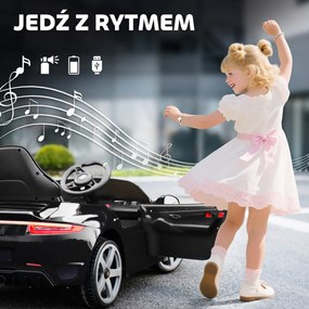 AIYAPLAY Elektryczny samochód dla dzieci 12V z pilotem, muzyką i pasem bezpieczeństwa — czarny