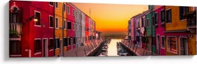 Obraz - Zachód słońca, wyspa Burano, Wenecja, Włochy (170x50 cm)