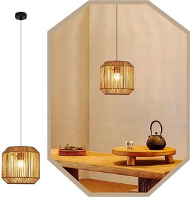 NETTLIFE Vintage lampa wisząca do jadalni 1 żarówka z konopnej liny latarnia projekt E27 lampa do jadalni