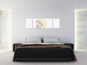 Obraz - Beżowe kwiaty z motylem N⁰4 (170x50 cm)