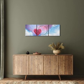 Obraz - Drzewo z różowym sercem (z zegarem) (90x30 cm)