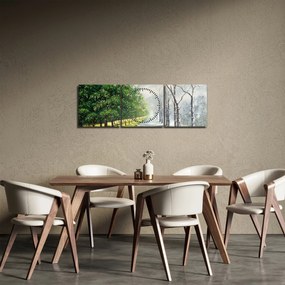 Obraz - Zima kontra lato (z zegarem) (90x30 cm)