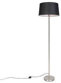 Nowoczesna lampa podłogowa stalowa z czarnym kloszem 45 cm - Simplo Nowoczesny Oswietlenie wewnetrzne