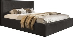 Łóżko sypialniane 140x200 cm Kyoto, pojemnik i stelaż - łóżko w aksamitnej tkaninie, czarny (Amor Velvet 4322)