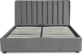 Łóżko Tapicerowane 140x200 cm ze Stelażem Dwuosobowe MARI Welurowe Szare