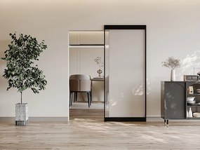 Drzwi przesuwne z niewidoczną szyną - aluminium i matowe szkło hartowane - 93 x 210 cm - TORIPA