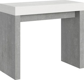Konsola rozkładana 90x40/196 cm Roxell Mix Small Blat Frassino biała - Struktura Cementu
