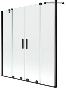 Mexen Velar Duo parawan nawannowy 2-skrzydłowy rozsuwany 140 x 150 cm, transparent, czarny - 896-140-000-02-70