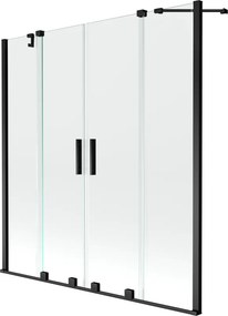 Mexen Velar Duo parawan nawannowy 2-skrzydłowy rozsuwany 140 x 150 cm, transparent, czarny - 896-140-000-02-70
