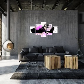 Obraz - Kobieta z czarnym kotem (125x70 cm)