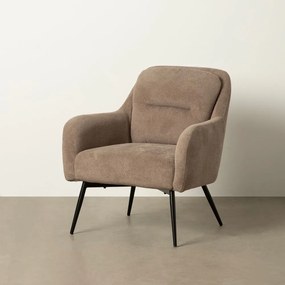 Szarobrązowy fotel z tkaniny szenilowej Classic – Ixia