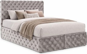 Jasnoszare łóżko pikowane z pojemnikiem 5 rozmiarów S1-C39