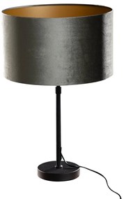 Lampa stołowa czarna z zielonym aksamitnym abażurem 35 cm - Parte