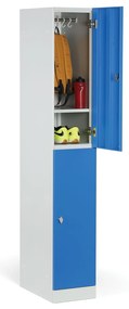 Szafka skrytkowa, 2 schowki, 1850 x 300 x 500 mm, demontaż, zamek RFID, drzwi laminowane, dąb naturalny