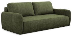 Zielona rozkładana sofa z tkaniny szenilowej ze schowkiem 218 cm Lilo – Makamii