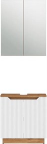 Zestaw mebli łazienkowych dąb/białe paski 59.8x32x62.1 lotta
