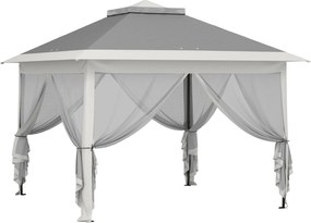 Outsunny Składany pawilon, pawilon ogrodowy, metal i plandeka, siatkowe zasłony, otwory odwadniające, 330L x 330B x 288H cm, szary | Aosom PL
