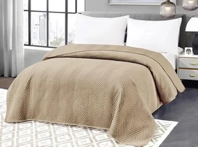 Beżowa aksamitna narzuta na łóżko ARROW VELVET Rozmiar: 200 x 220 cm